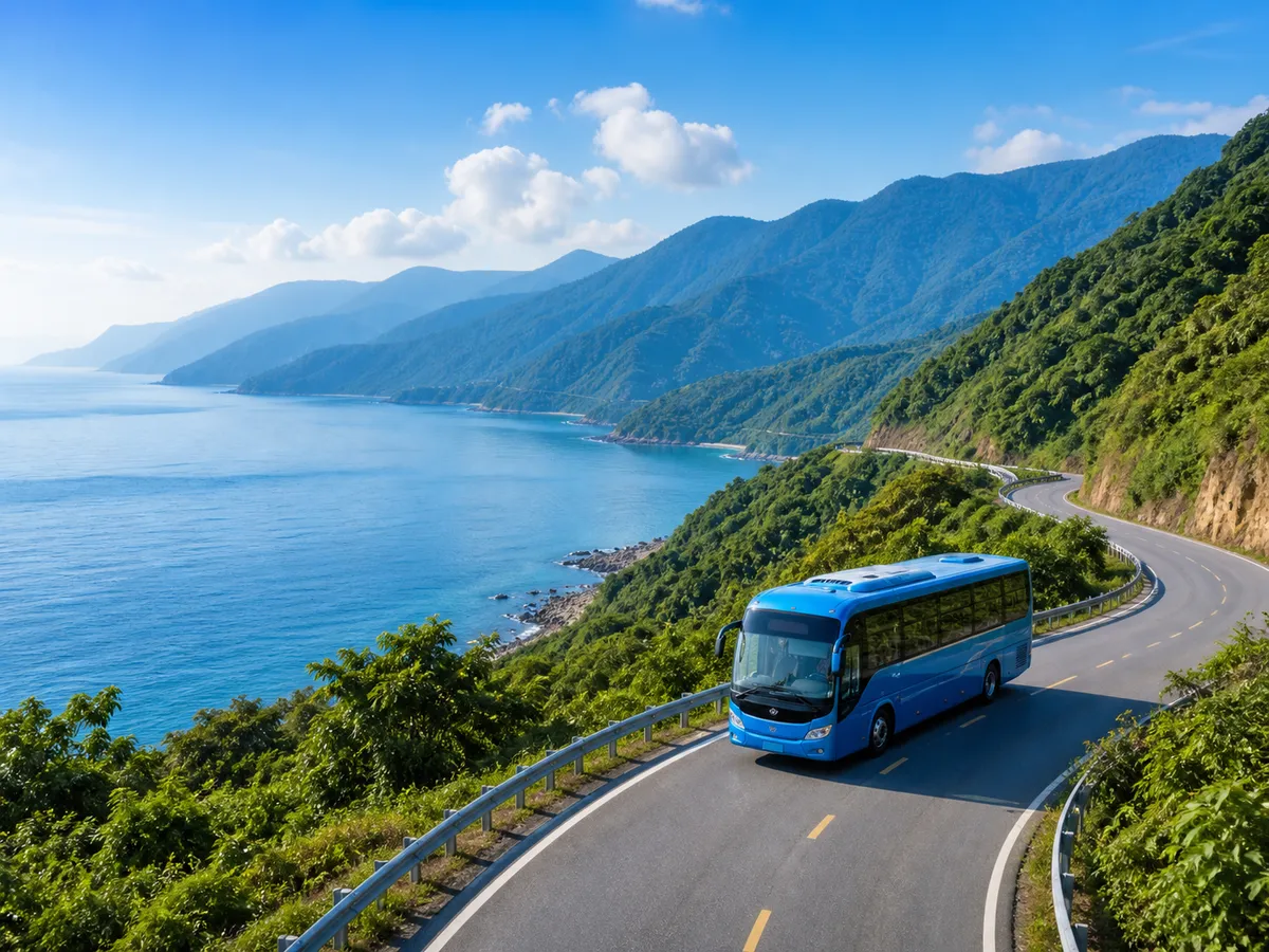 Xe khách Dailyve trên cung đường ven biển
